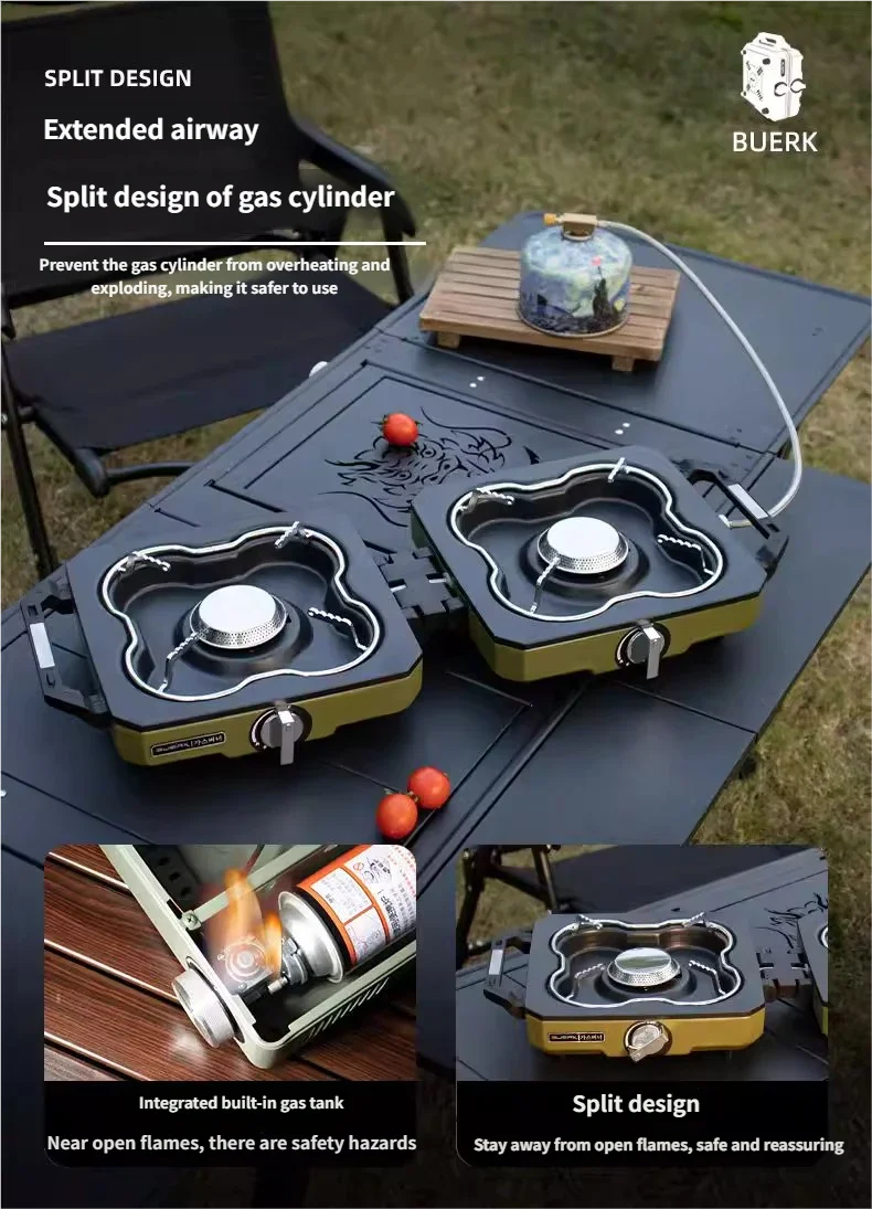Buerk Foldable Camping Stove Lightweight Outdoor Cooking Double