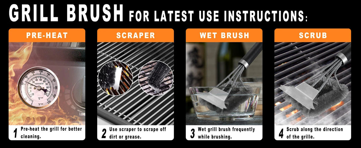 Safe Grill Brush Scraper Handle Bbq Cleaning Brush