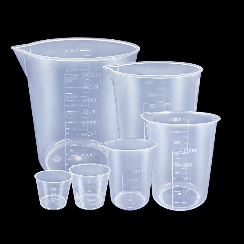 6pcs Plastic Measuring Cups - Clear Graduated Beaker