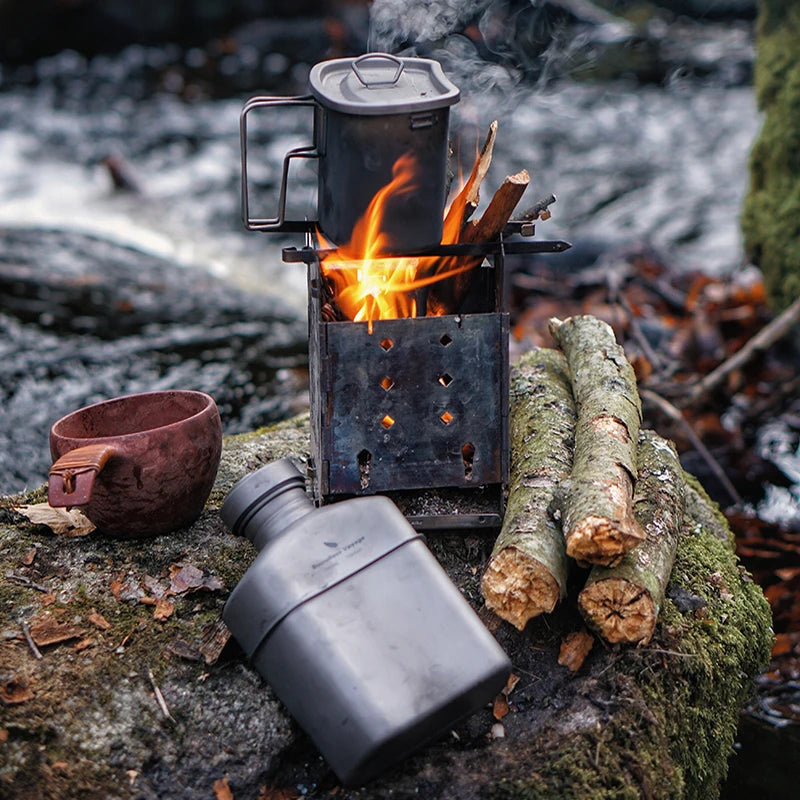 Boundless Voyage Cooking Titanium Military Canteen Bottle Outdoor