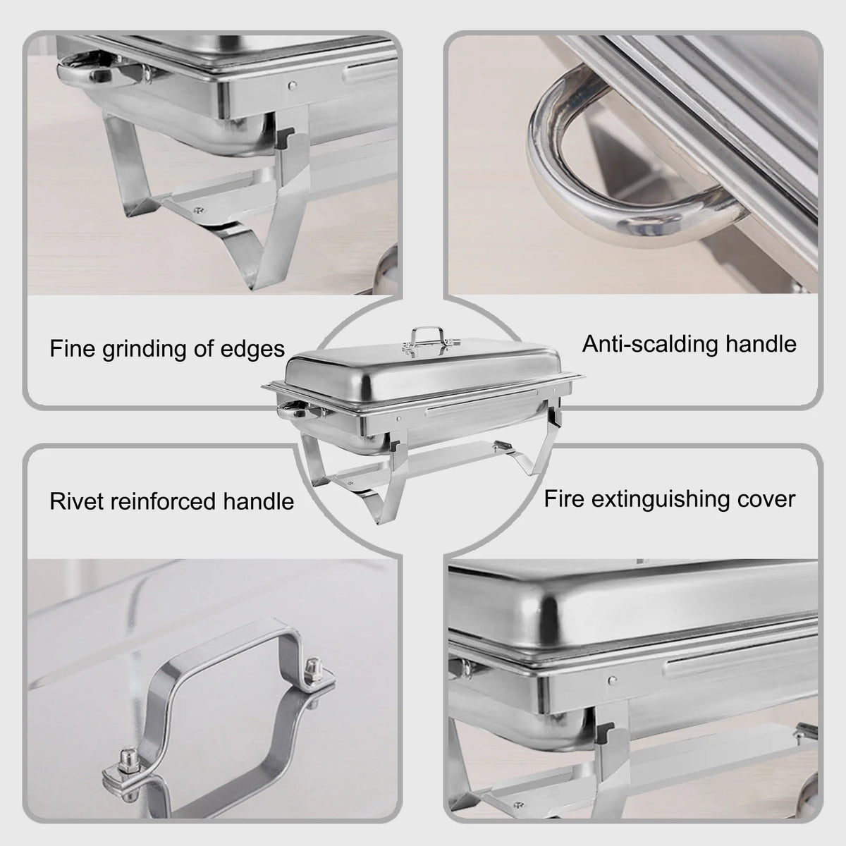 2/4/6pack Chafing Dish Buffet Stainless Steel 8qt Food