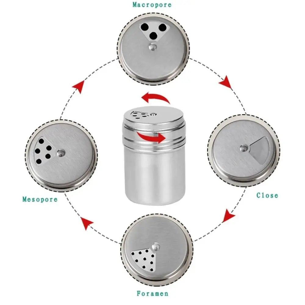 Stainless Steel Salt Sugar Bottle Rotating Cover Seasoning