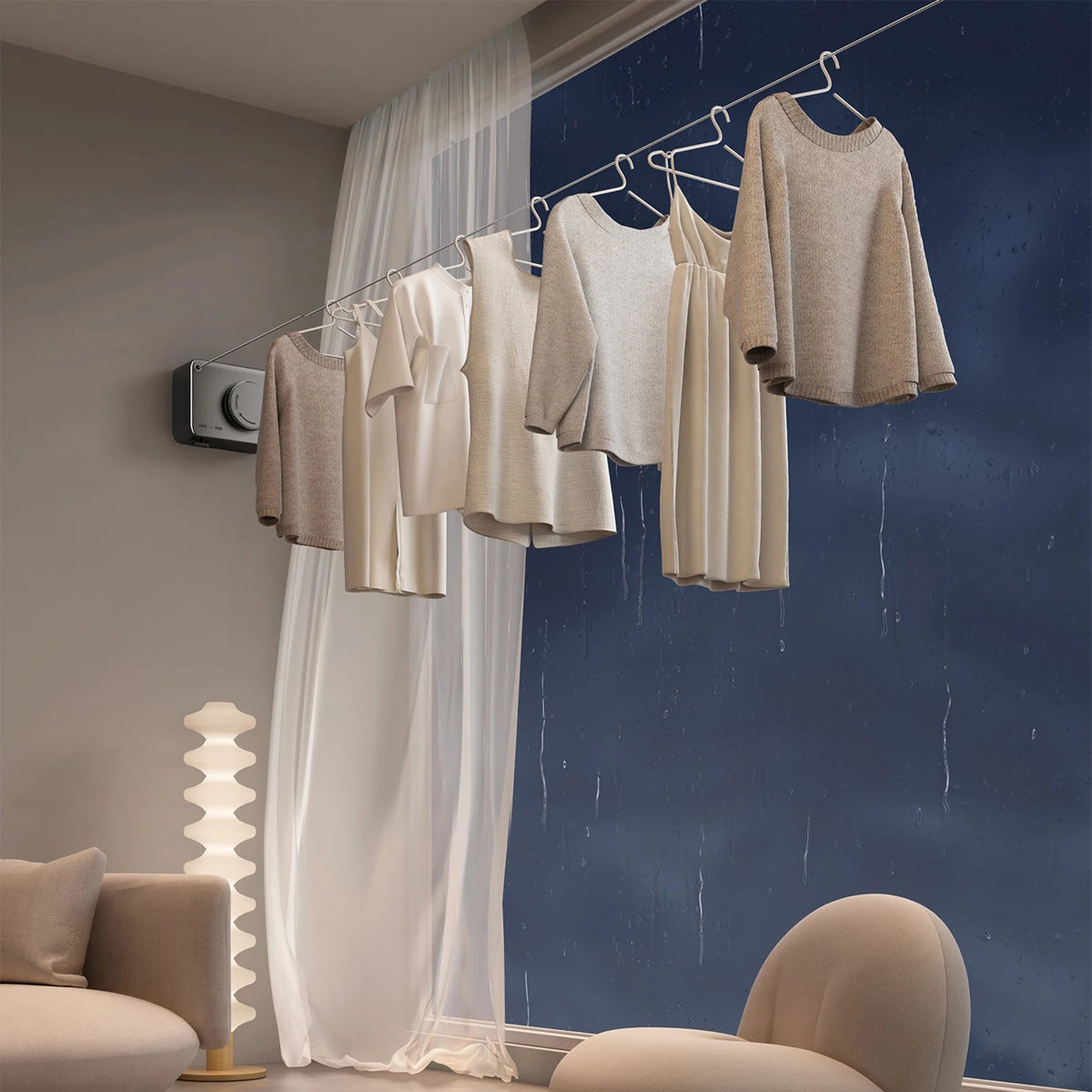 Invisible Clothesline Retractable Drying Rack Stainless Steel