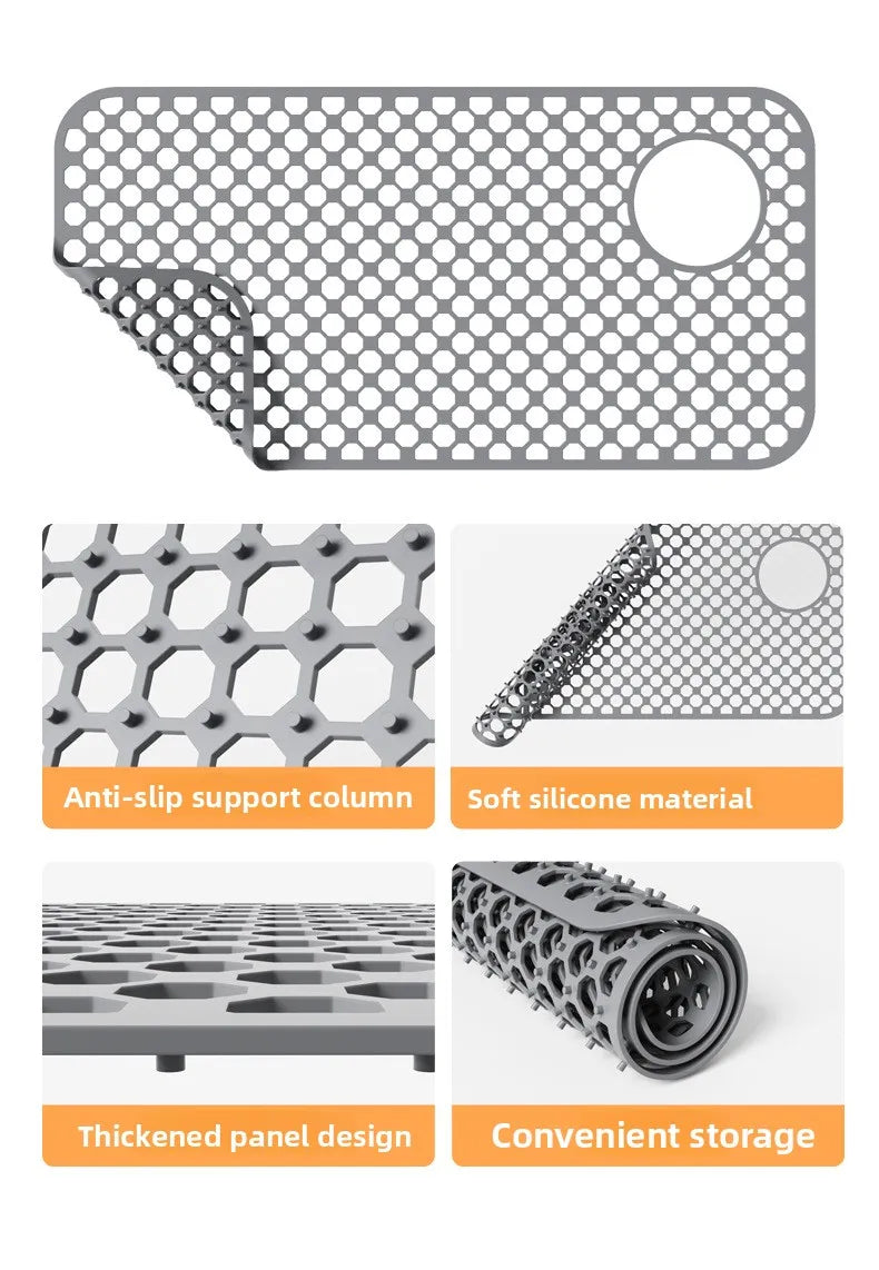 Sink Silicone Mat Anti-Scratch Honeycomb Pad Dishwashing Basin