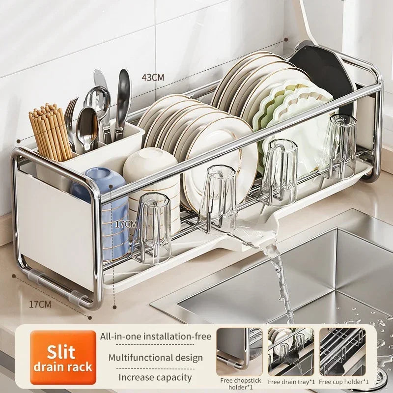Dish Drying Rack Bowl Dishes Organize Shelf Narrow