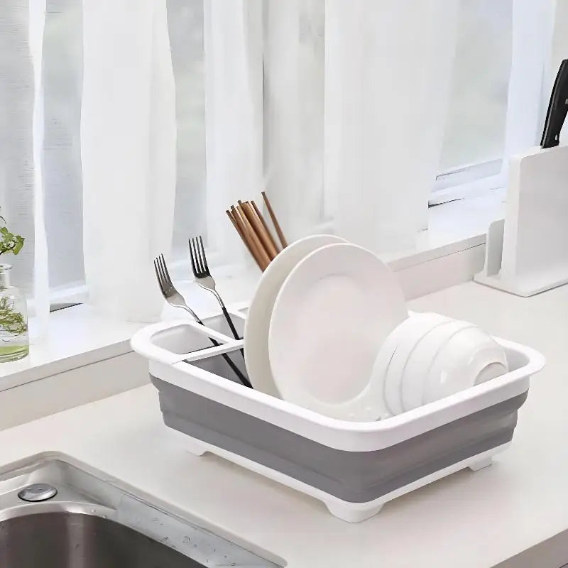 Collapsible Dish Drying Rack Foldable Dinnerware Drainer