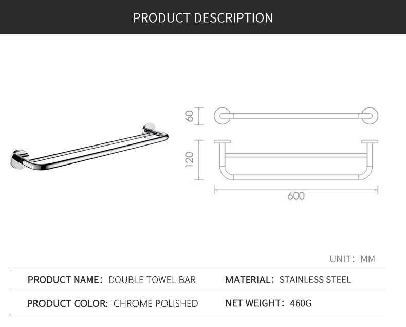 24 Double Towel Bars Stainless Steel 304 Towel
