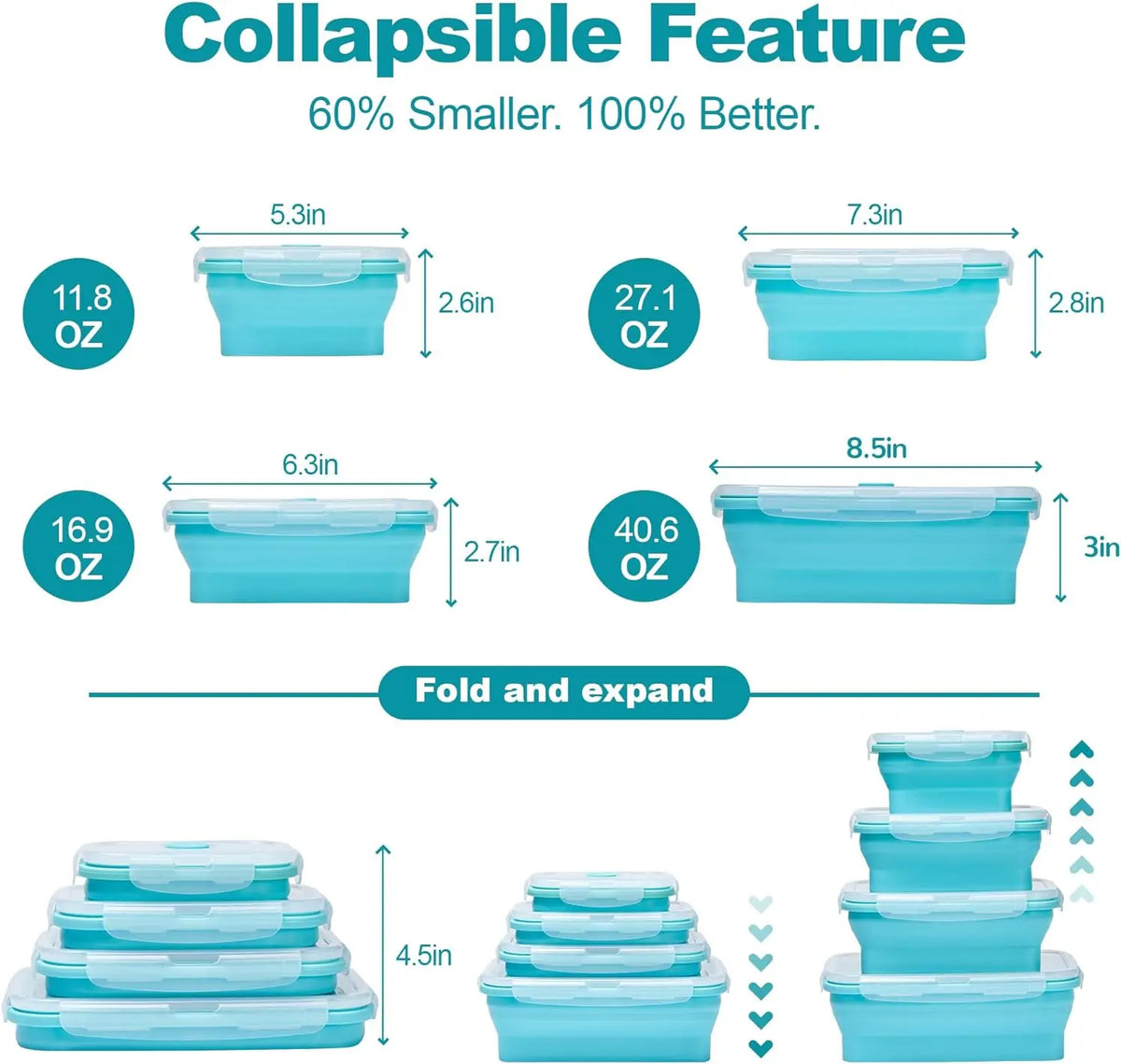Collapsible Food Storage Containers Lids & Vent 11