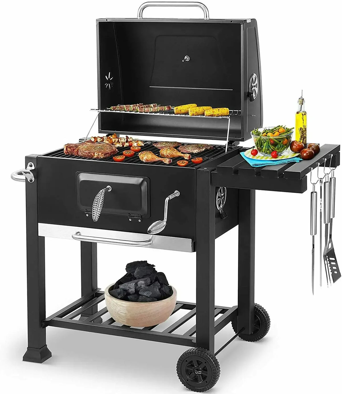 10 People Bbq Camping Charcoal Barbecue Stove Wheels