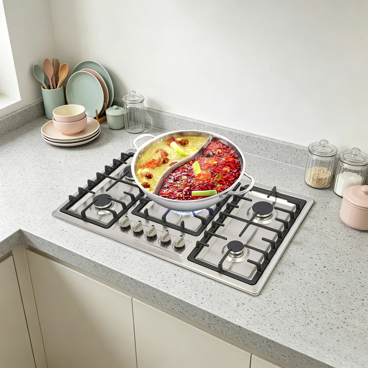5-Burner Stainless Steel Gas Cooktop 3kw Max Output