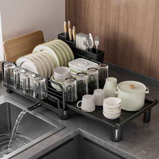 Retractable Dish Drainer Storage Organization Sink Dish Rack
