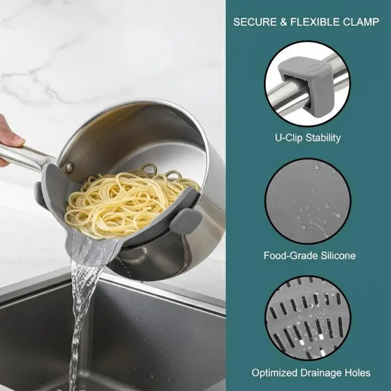 1pc Pot Strainer Handheld Drainer Noodles Pasta Adjustable