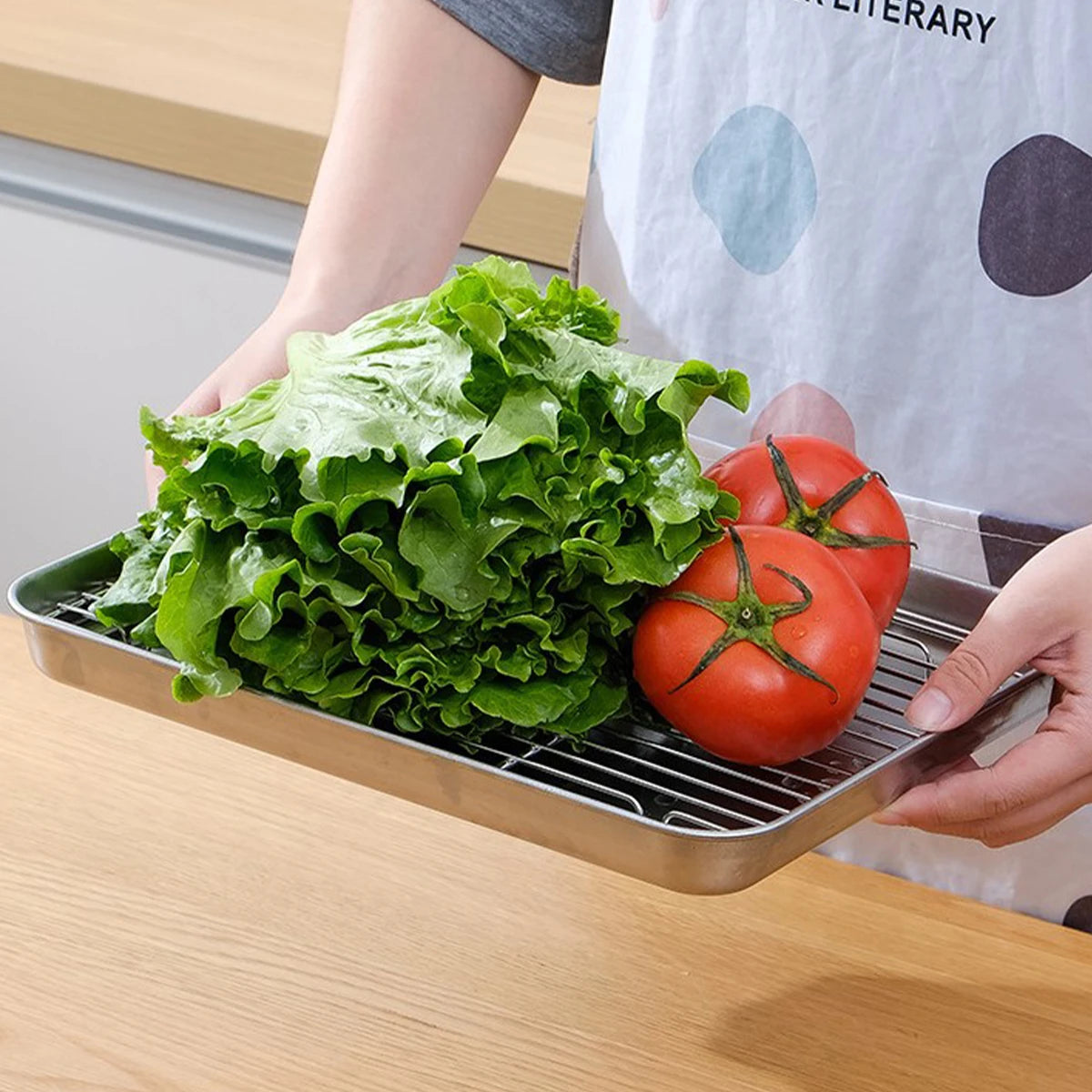 2pcs Baking Pan Grill Oven Tray Drain Rack