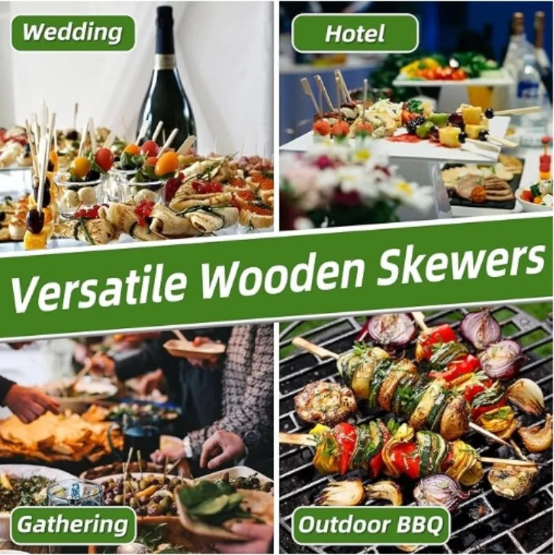Wooden Bbq Skewers Hamburger Garnish Bamboo Sticks 12cm