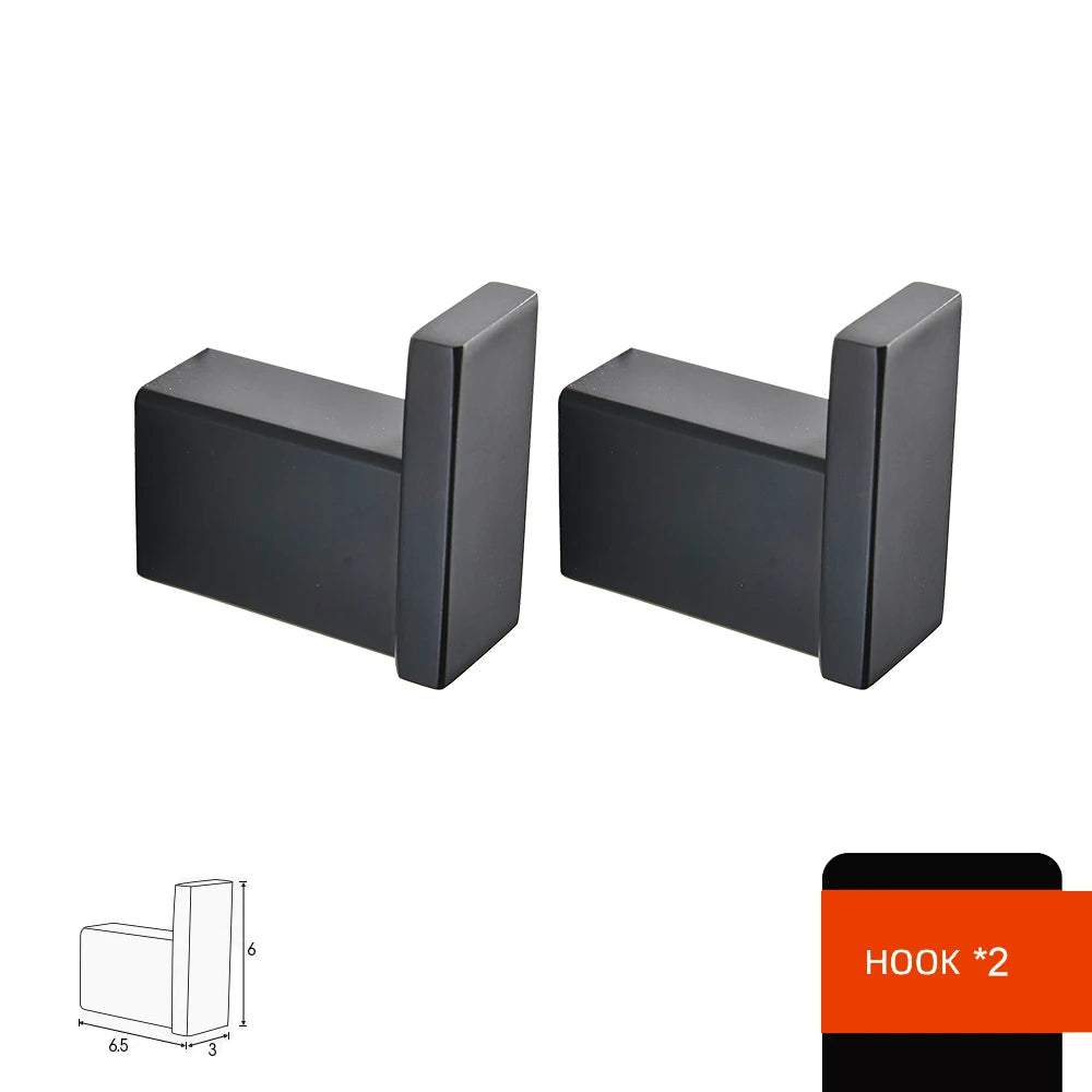 Matte Black Hook Towel Rack 304 Stainless Steel