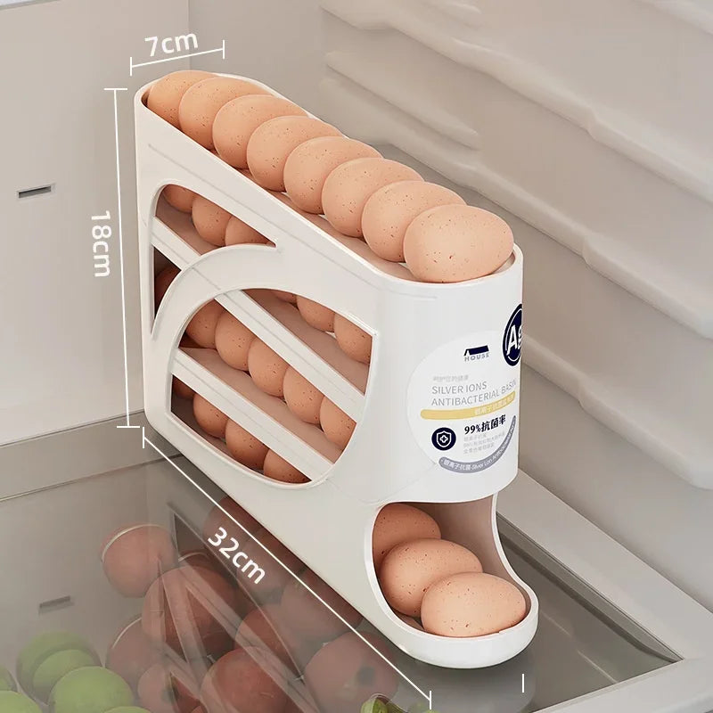 2-3 Tier Rolling Egg Storage Container Refrigerator Holds