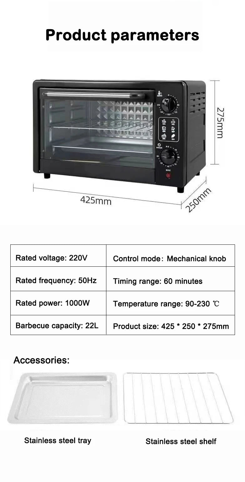 Dmwd 22l Electric Oven Roaster Timing Baking Oven
