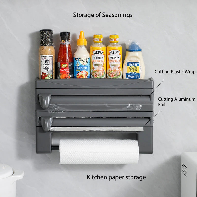 Cling Film Roll Cutting Holder Food Wrap Dispenser