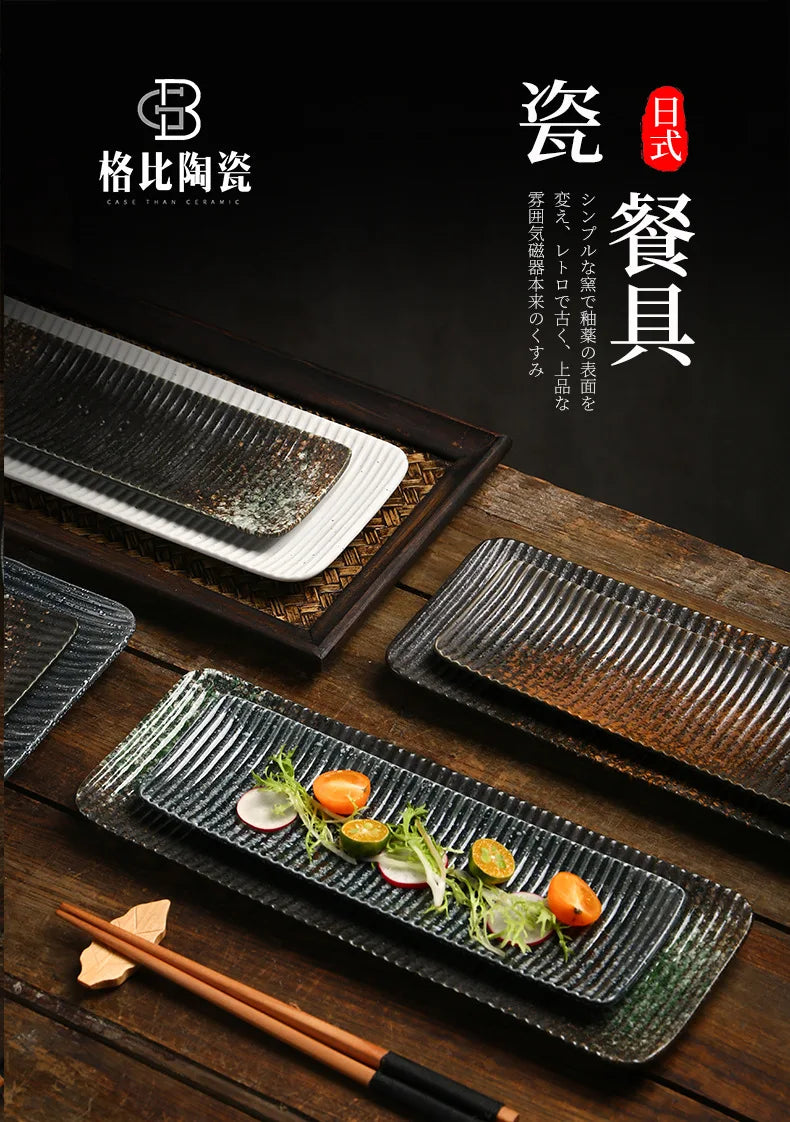 Japanese-Style Rectangular Plate Creative Ceramic Dish Sushi
