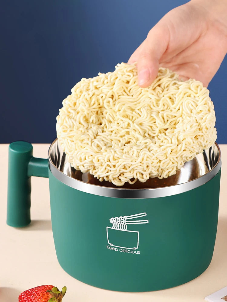 Stainless Steel Bowl Lid Instant Noodles Sealed Drain