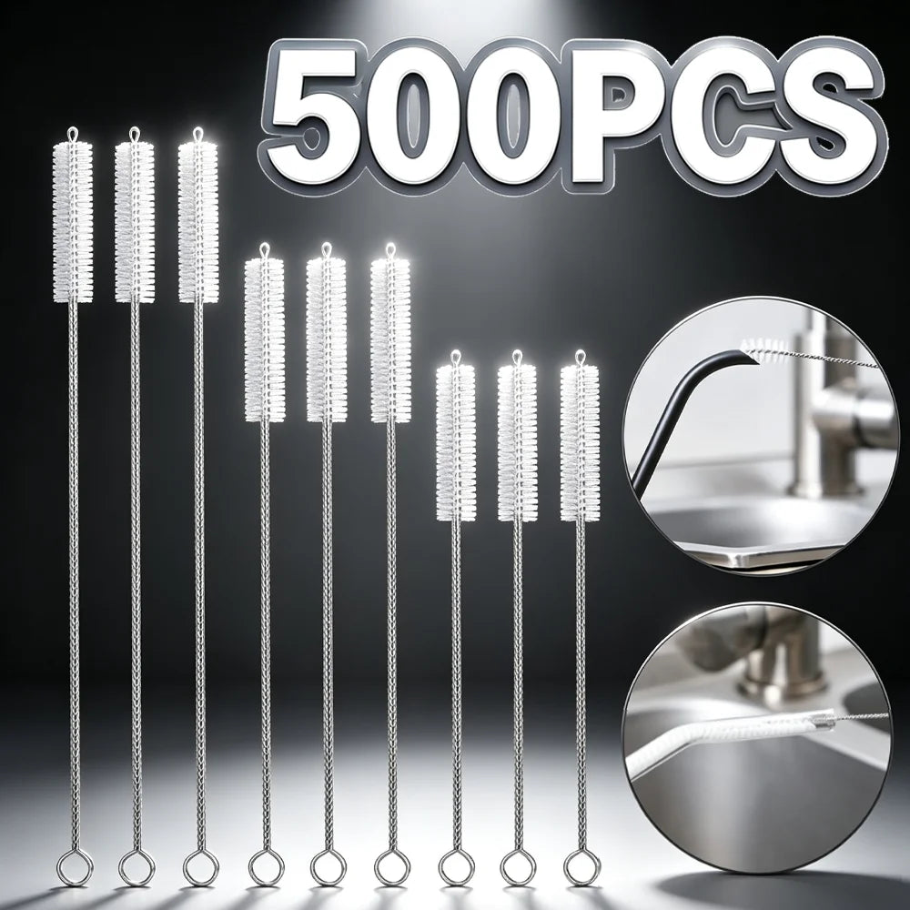 1-500pcs Nylon Straw Cleaning Brush Pipe Cleaner Stainless
