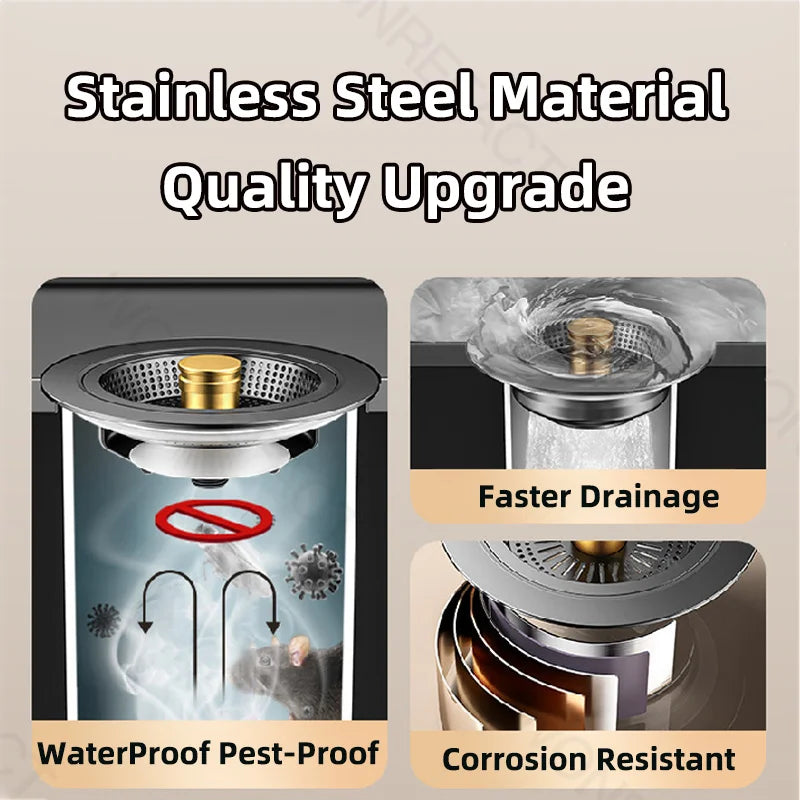 Universal Sink Strainer Stainless Steel Pop-Up Drain Plug
