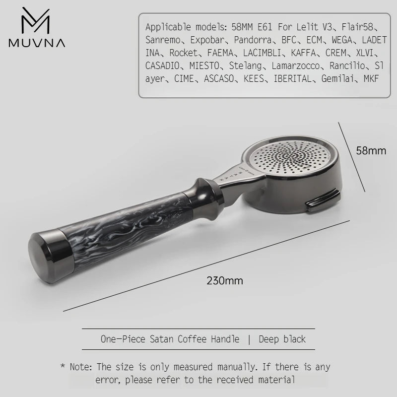 Muvna Espresso One-Piece Portafilter Satan Series 58mm E61