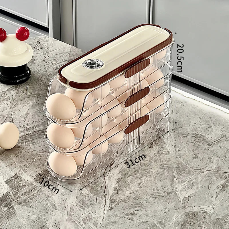 Auto Rolling Egg Holder Refrigerator Stackable Egg Storage