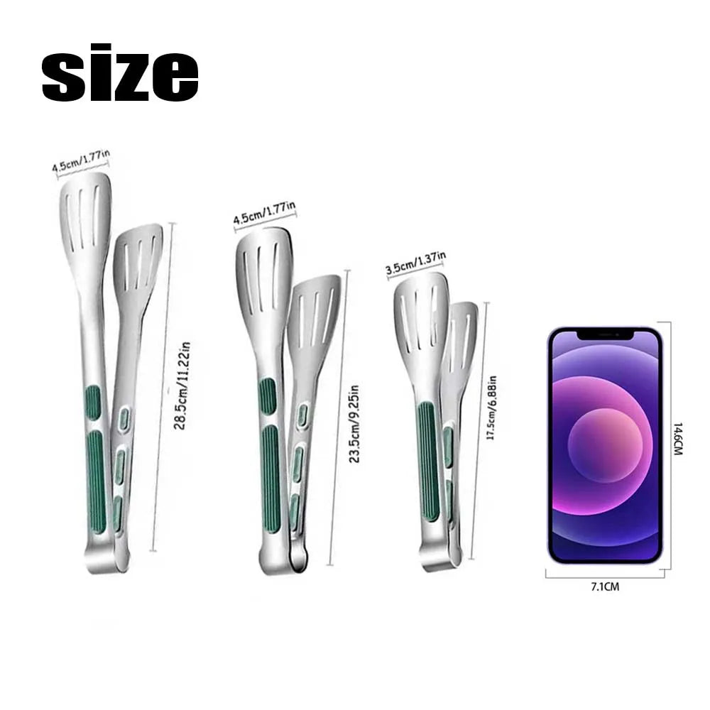 1pc Non Slip Stainless Steel Food Tongs Meat