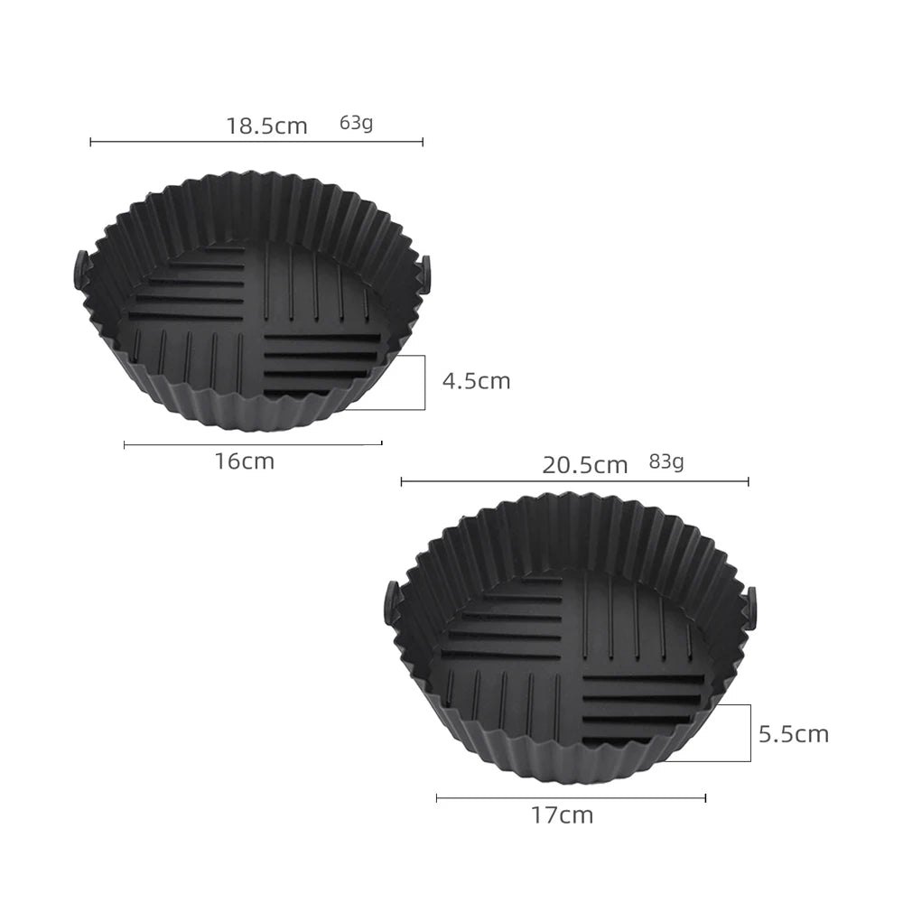 1pc Silicone Air Fryer Baking Tray Circular Foldable