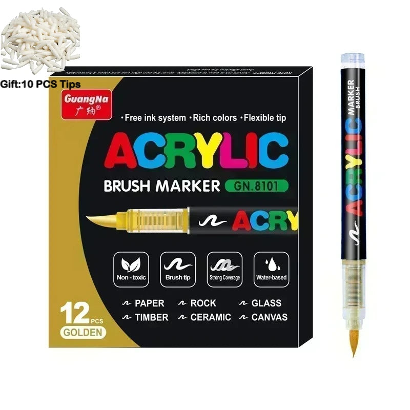Guangna 12-360 Colors Acrylic Paint Pens Pencil Brush