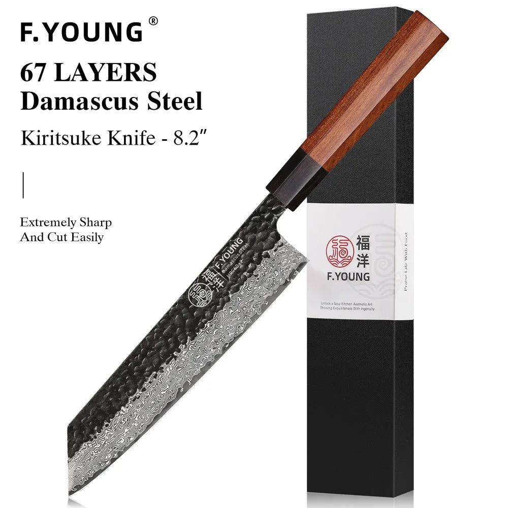Young Japanese Hand Forged Chef Knife Damascus Steel