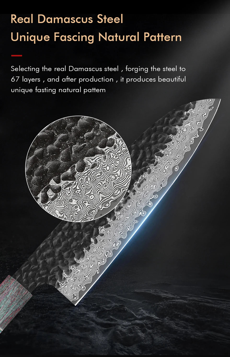 Turwho 7-Inch Santoku Knife Japanese Chef Knife Hand