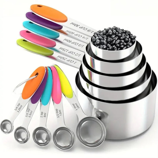 5pcs Measuring Spoon Stainless Steel Silicone Handle Precise