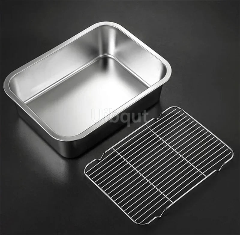 Thicken Stainless Steel Serving Tray Lid Rectangle Metal