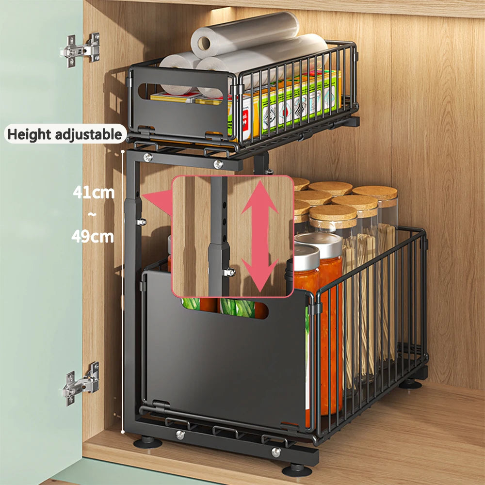 Tier Pull Out Cabinet Organizer Adjustable Storage Rack