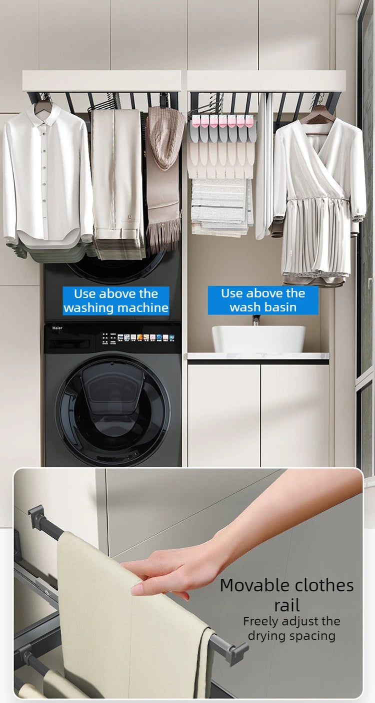 Retractable Pull-Out Clothes Drying Rack Adjustable Rebound