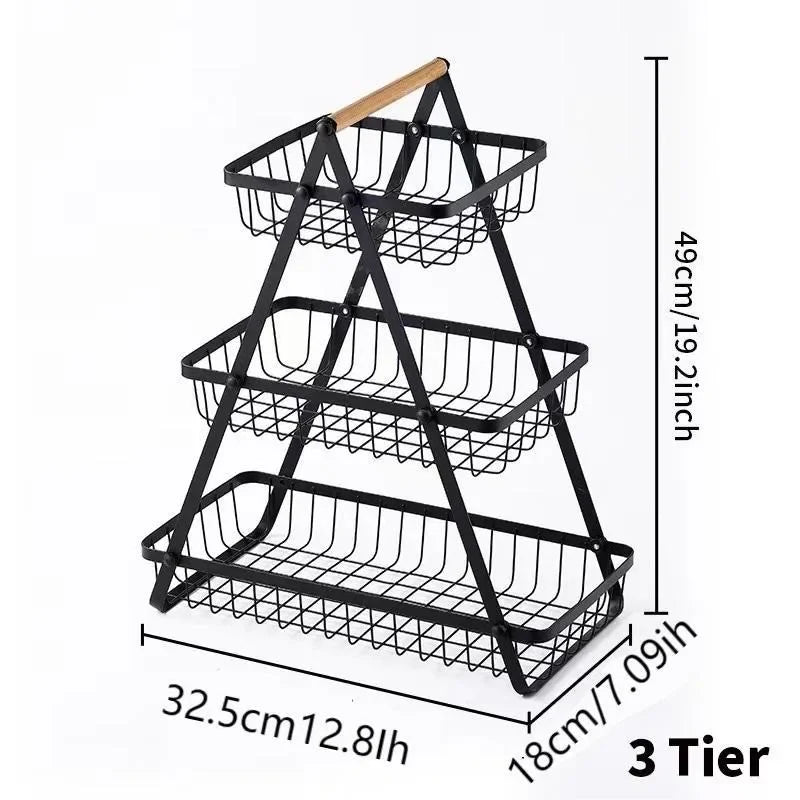 2/3 Tiers Countertop Fruit Basket Fruit Bowle Basket