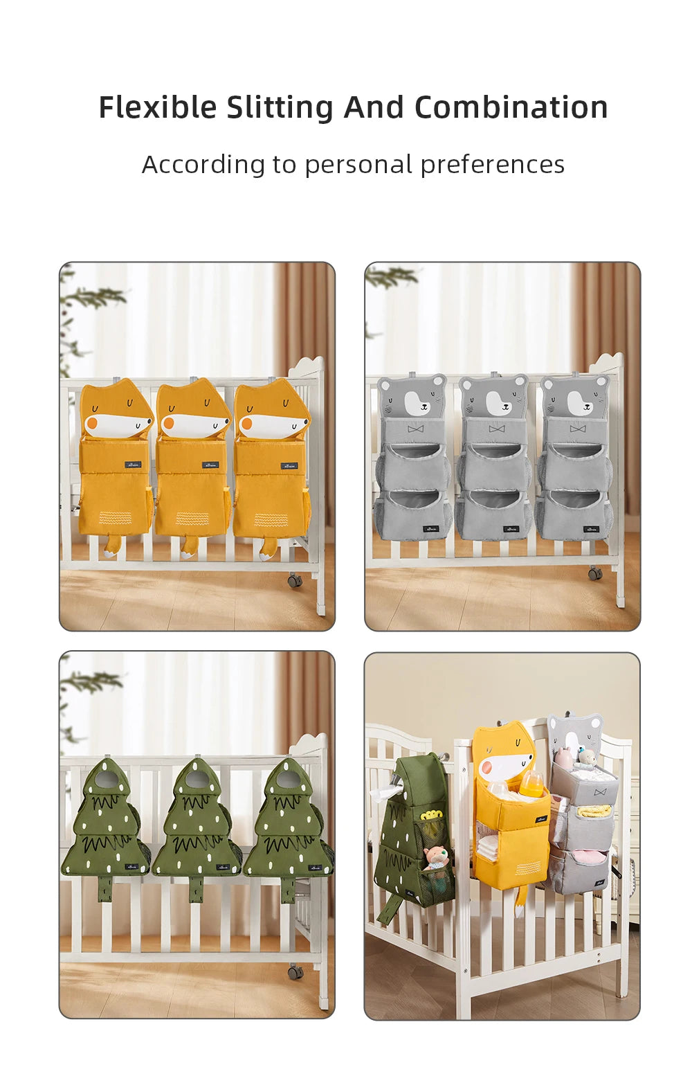 Sunveno Cartoon Baby Crib Hanging Storage Bag Multi-Functional