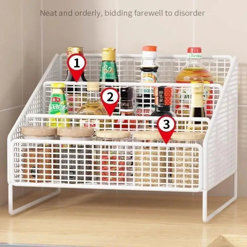 Sturdy Countertop Organizer Metal Basket Organizer Shelf Storage