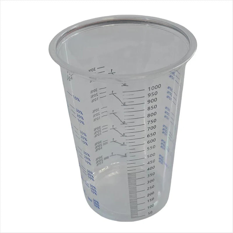 10pcs Disposable Measuring Cups 1000ml Clear Graduated Plastic