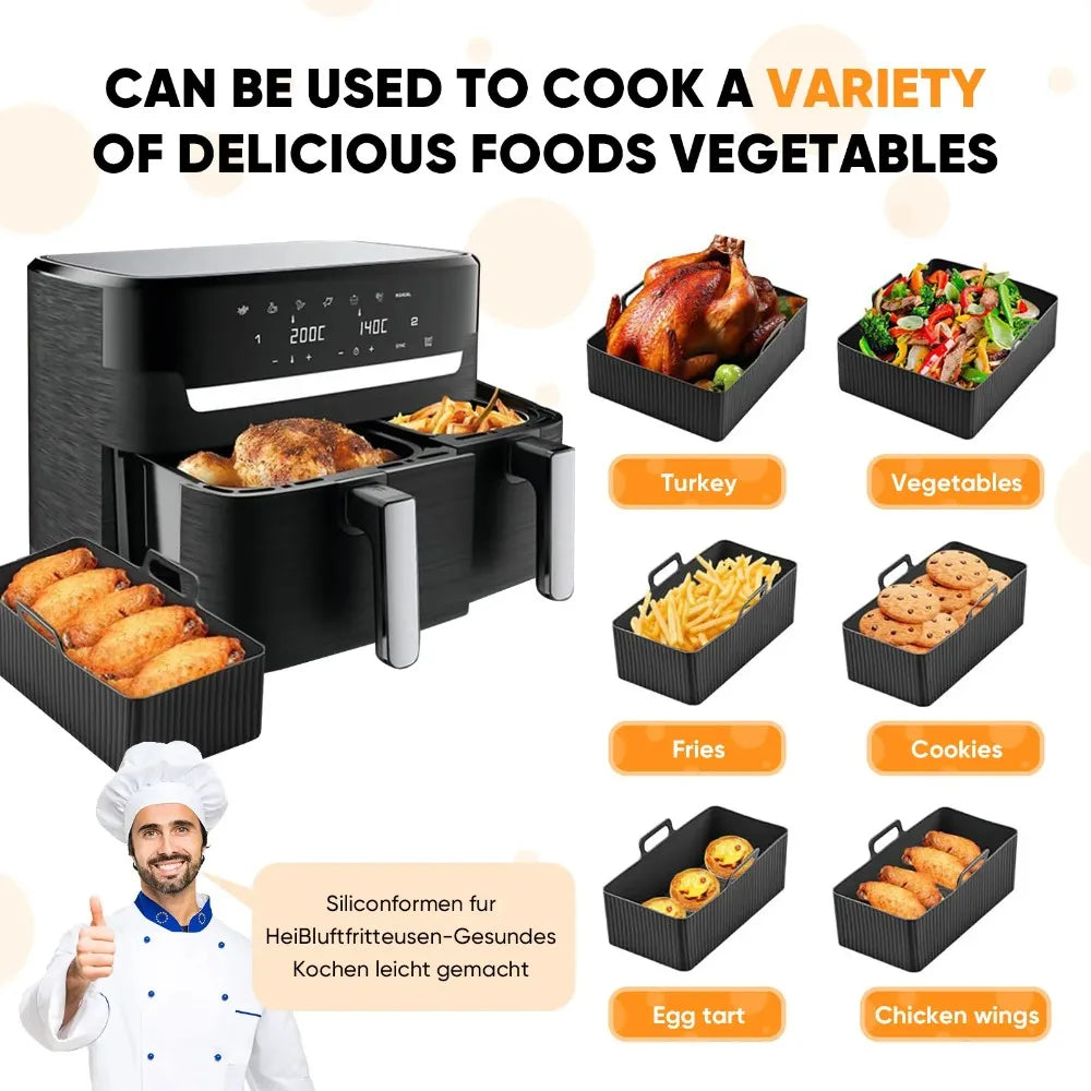 2pcs/Set Silicone Air Fryer Mat Airfryer Baking Pan