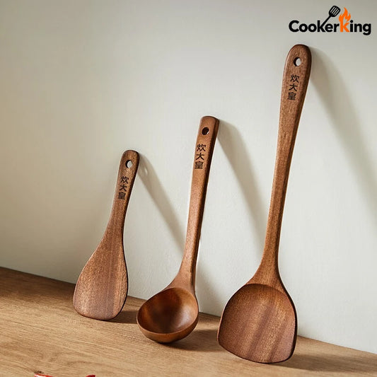 Cooker King 3-In-1 Cooking Ebony Spatula Spoon Family