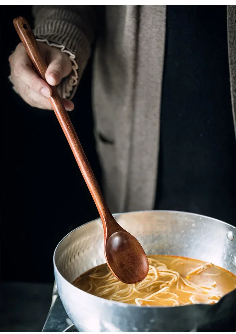 Long Wooden Teaspoons Cooking Utensils Soup Tea Honey