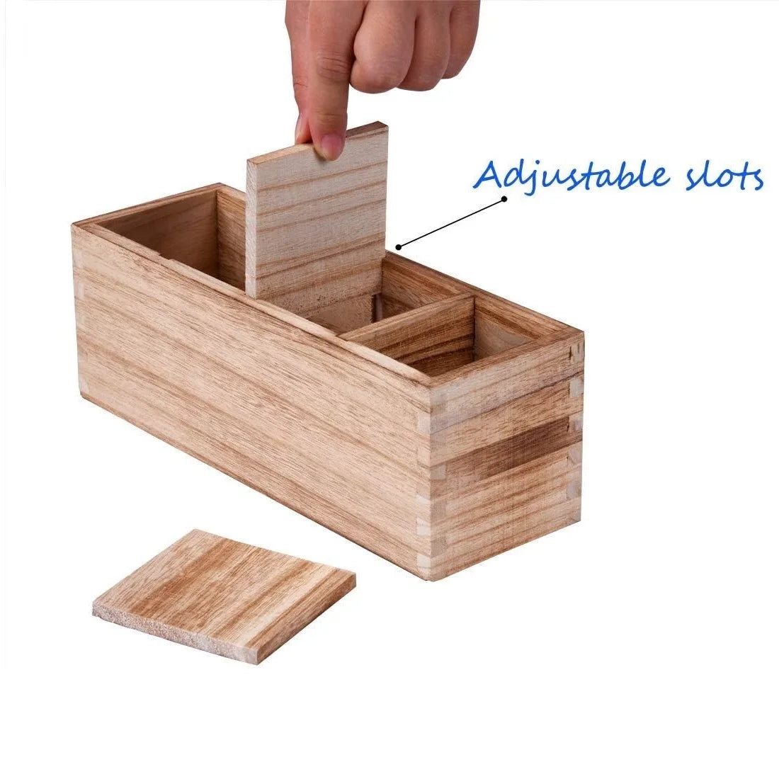 Wood Cutlery Caddy Utensil Organizer Compartments Silverware