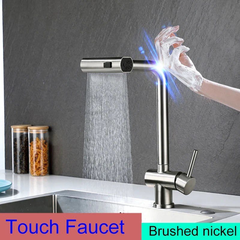 Touch On Pull Out Sink Faucet Stainless Steel