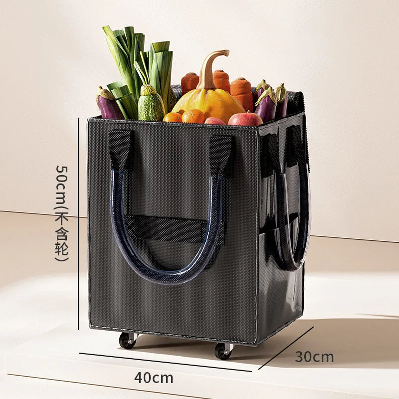 Reusable Grocery Shopping Bag Wheels Foldable Handheld Storage