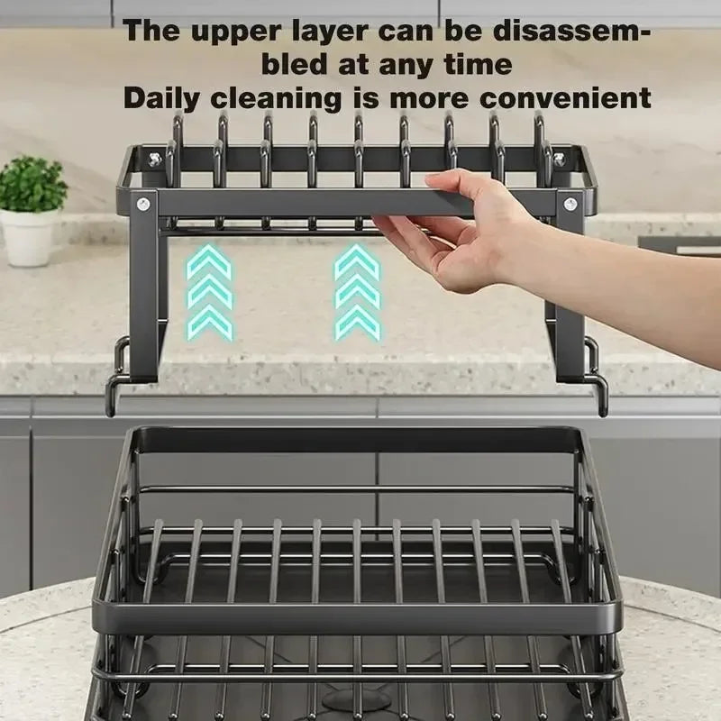 Adjustable Dish Drying Rack Drainboard Organizer Plates Over