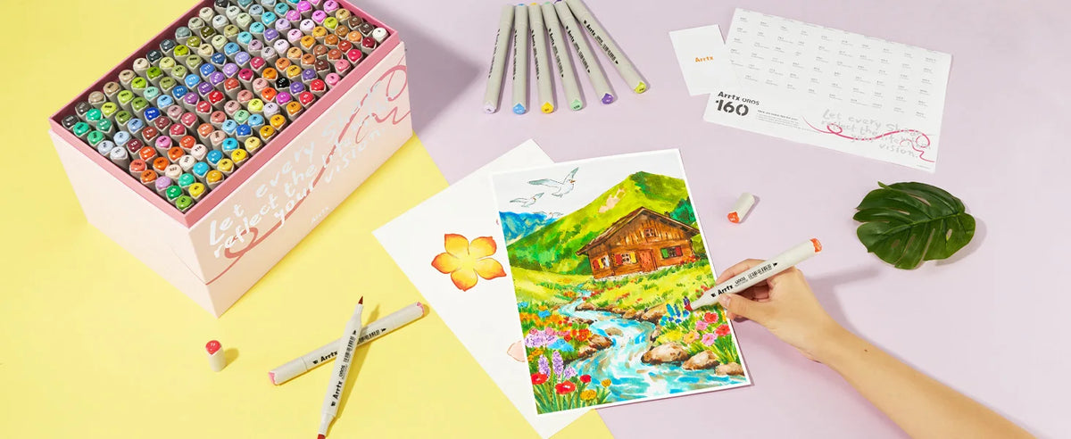 Arrtx Alcohol Markers 160 Color Brush Chisel Dual