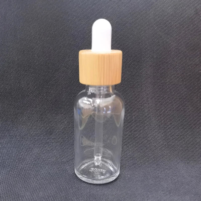 5ml-100ml Dropper Bottle Bamboo Wood Lid Brown Glass